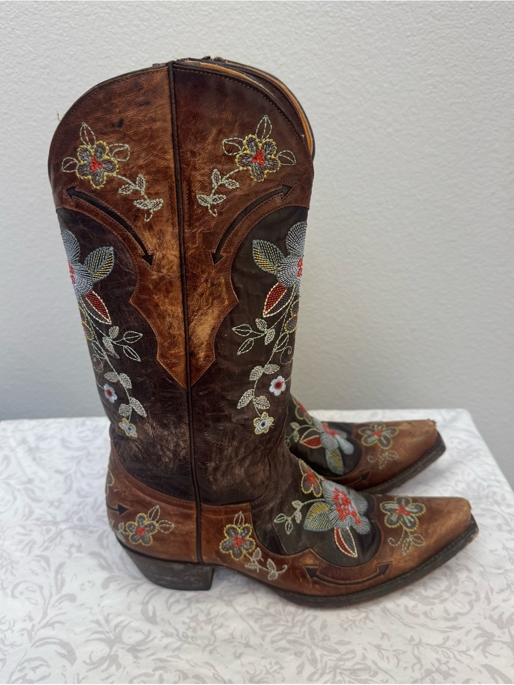 Old Gringo Brown Leather Embroidered Floral Western Boots